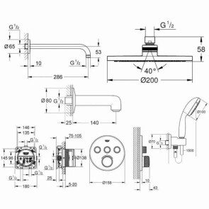 Душевая система скрытого монтажа с термостатом Grohe Grohtherm SmartControl UA3461402L №2