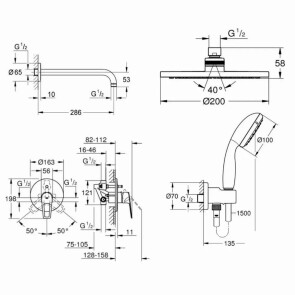 Душова система прихованого монтажу зі змішувачем Grohe BauLoop New UA2908100L №2