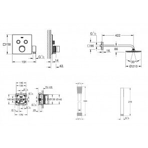 Душова система прихованого монтажу з термостатом Grohe Grohtherm SmartControl UA3450600A №11