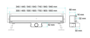 Трап стінний зливний з нержавіючої сталі Fala BRICK 70X4X5 см №5