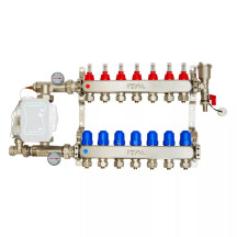 Комплект колектора з витратомірами ITAL UHW-B07, нержавіюча сталь, підкл. кутове