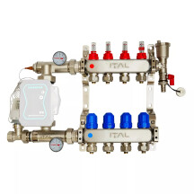 Комплект колектора з витратомірами ITAL UHW-A04, нержавіюча сталь, підкл. пряме