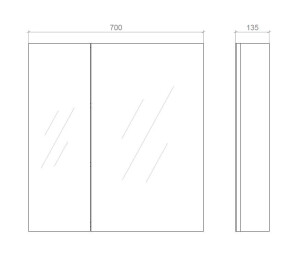 Дзеркальна шафа "Панорама" 70см економ Права 750х700х135 №5