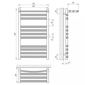 Полотенцесушитель Laris Гранд П11 500 х 900 с полкой №2