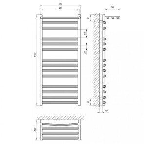 Полотенцесушитель Laris Гранд П14 500 x 1200 с полкой №3