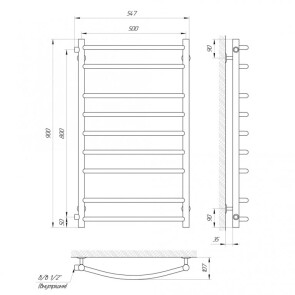 Полотенцесушитель Laris Классик П9 500 х 900 б/п 1/2" мц 800 №5