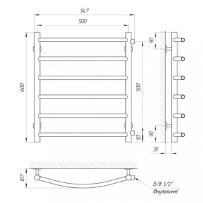 Полотенцесушитель Laris Классик П6 500 х 600 6/п 1/2" мц 500 №5