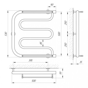 Полотенцесушитель Laris Фокстрот П 500 x 500 №2