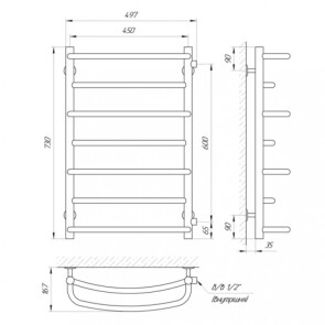 Рушникосушарка Laris Євромікс П7 450 х 700 6/п 1/2" мц 600 №4