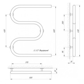 Рушникосушарка Laris Змійовик 30 PC3 500 x 600 1/2" №4