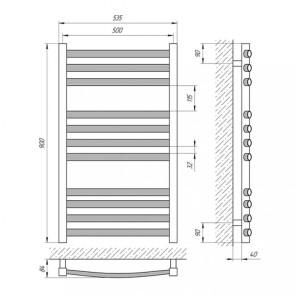 Полотенцесушитель Laris Гранд П11 500 x 900 №5