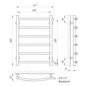 Полотенцесушитель Laris Классик П6 400 х 600 6/п 1/2" мц 500 №2