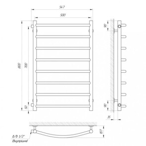 Полотенцесушитель Laris Классик П8 500 х 800 6/п 1/2" мц 700 №5