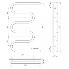 Полотенцесушитель Laris Змеевик 32 PC5 500 x 800 1" №4