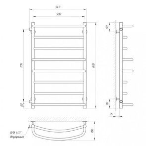 Полотенцесушитель Laris Евромикс П8 500 х 800 6/п 1/2" мц 700 №5