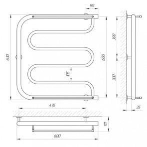 Полотенцесушитель Laris Фокстрот П 600 x 600 №3