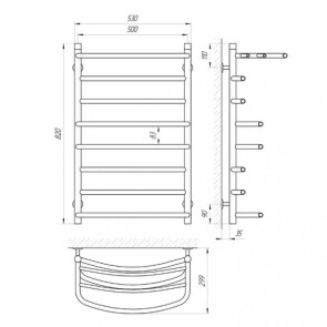 Полотенцесушитель Laris Евромикс П8 500 х 800 с полкой №5