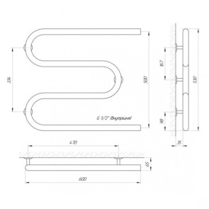 Полотенцесушитель Laris Змеевик 30 PC3 600 x 500 1/2" №4