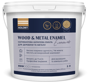 Емаль Kolorit Wood and Metal Enamel напівматова, база A 2 л №1