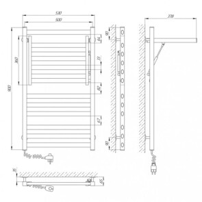 Полотенцесушитель Laris Сириус Π12 500 x 900 Е (подкл. слева) №2