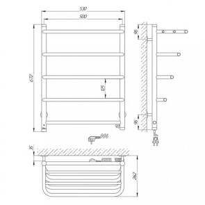 Полотенцесушитель Laris Стандарт П5 500 х 660 с полкой Е (подкл. справа) №6