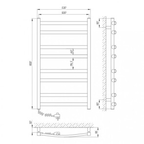 Полотенцесушитель Laris Зебра Атлант ЧК8 500 x 900 E (подкл. слева) R3 №5