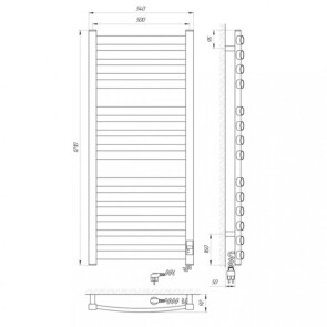 Полотенцесушитель Laris Зебра Атлант Премиум ЧК14 500 x 1200 Е (подкл. справа) №5