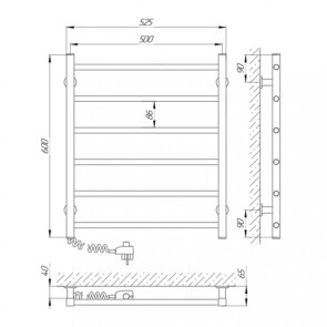 Полотенцесушитель Laris Зебра Альфа ЧК6 500 х 600 Е (подкл. слева) №7