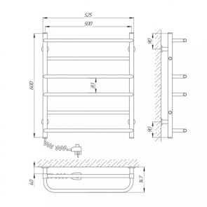 Рушникосушарка Laris Зебра Комфорт ЧК6 500 x 600 E (підкл. зліва) R3 №5