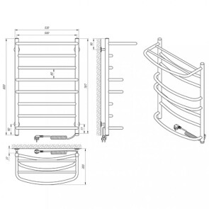 Электрический полотенцесушитель Laris Евромикс П8 500 x 800 E с полкой сенсор S3 (подкл. справа) №2