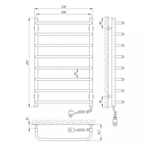 Полотенцесушитель Laris Стандарт П8 500 х 800 E (подкл. справа) №2