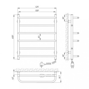 Полотенцесушитель Laris Зебра Комфорт ЧК6 500 x 600 E (подкл. справа) R3 №2