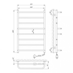 Полотенцесушитель Laris Зебра Комфорт ЧК8 500 x 800 E (подкл. справа) R3 №3