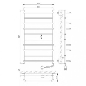 Полотенцесушитель Laris Зебра Комфорт ЧК10 500 x 900 E (подкл. справа) R3 №2