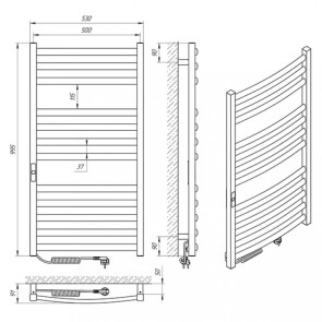 Полотенцесушитель Laris Гранд П12 500 х 1000 Е (подкл. слева) №2
