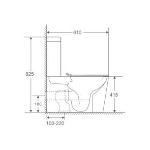 Унитаз-компакт Mixxus Premium Quadro-0401-R 610x365x825mm, система смыва RIMLESS (MP6457) №2