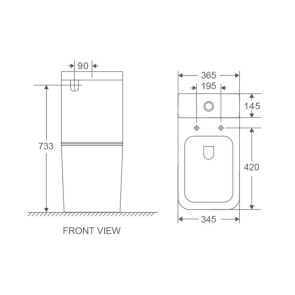 Унитаз-компакт Mixxus Premium Quadro-0401-R 610x365x825mm, система смыва RIMLESS (MP6457) №3