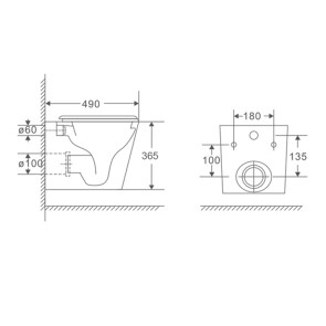 Подвесной унитаз Mixxus Premium Quadro-0301-T3 490x340x360mm, система смыва TORNADO 3.0 (MP6453) №2