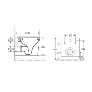 Подвесной унитаз Mixxus Premium Quadro-0302-R Black 530x360x365mm, система смыва RIMLESS (MP6455) №2