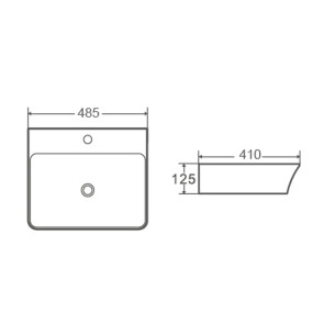 Умывальник накладной керамический Mixxus Premium Bevel-0201 с переливом 485x410x125mm (MP6480) №2