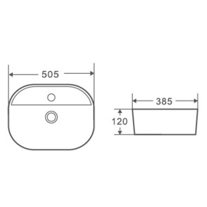 Умивальник накладний керамічний Mixxus Premium Ellipse-0201 505x385x120mm (MP6482) №2