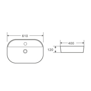 Умивальник накладний керамічний Mixxus Premium Ellipse-0202 610x400x120mm (MP6483) №2