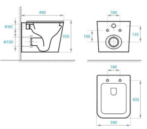 Комплект 5в1: Инсталляция Grohe Rapid + Безобедочный подвесной унитаз Trend + клавиша хром №2