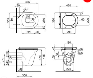 Комплект 5в1: Инсталляция Grohe Rapid + Безобедочный подвесной унитаз Virgo + клавиша хром №6