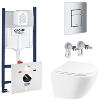 Комплект 5в1: Інсталяція Grohe Rapid + Безобідковий підвісний унітаз Robin + клавіша хром