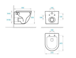 Комплект 5в1: Інсталяція Grohe Rapid + Безобідковий підвісний унітаз Round Tornado + клавіша чорна матова №4