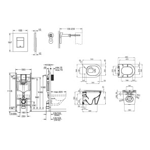 Комплект 4 в 1: Інсталяція GROHE Rapid SL 3 в 1 3884966Q + Унітаз безобідковий Kroner Armada WHI513636 RIMLESS №2