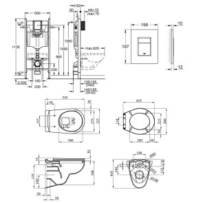 Комплект 4 в 1: Інсталяція GROHE Rapid SL 3 в 1 3884966Q + Унітаз безобідковий Kroner Oker WHI533536 RIMLESS №2