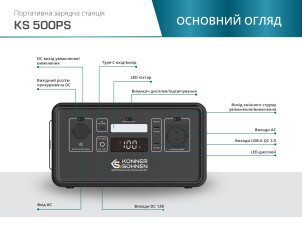 Портативна зарядна станція LifePO4 KS 500PS №7