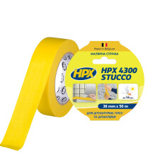 Малярська стрічка HPX 4300 Stucco 36мм x 50м жовтий